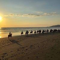 Horseback riding at sunset, South Pacific, Costa Rica